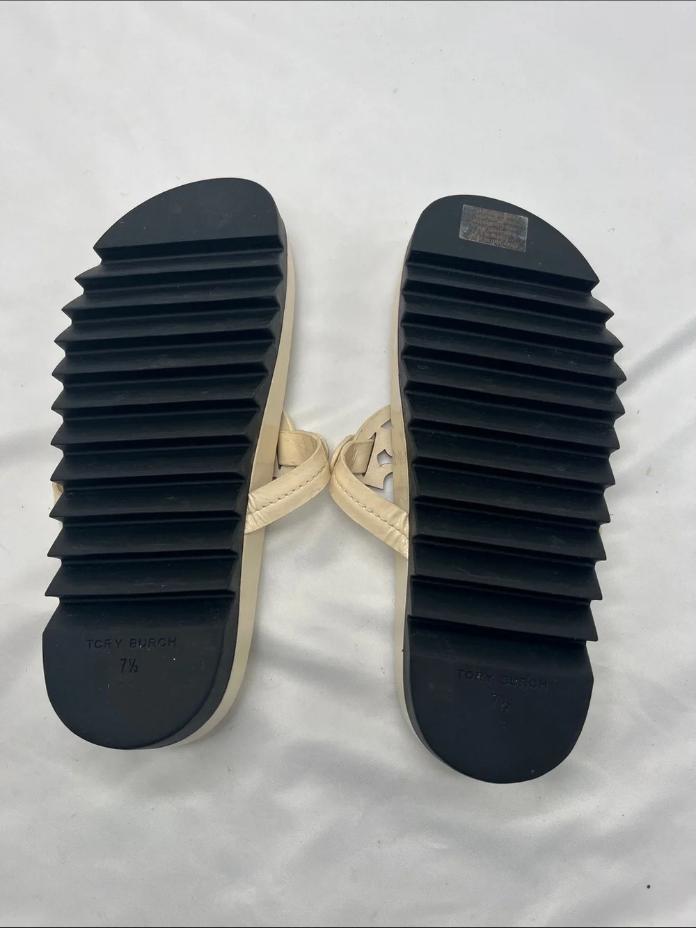Tory Burch Cream Miller Cloud Lug Sandals